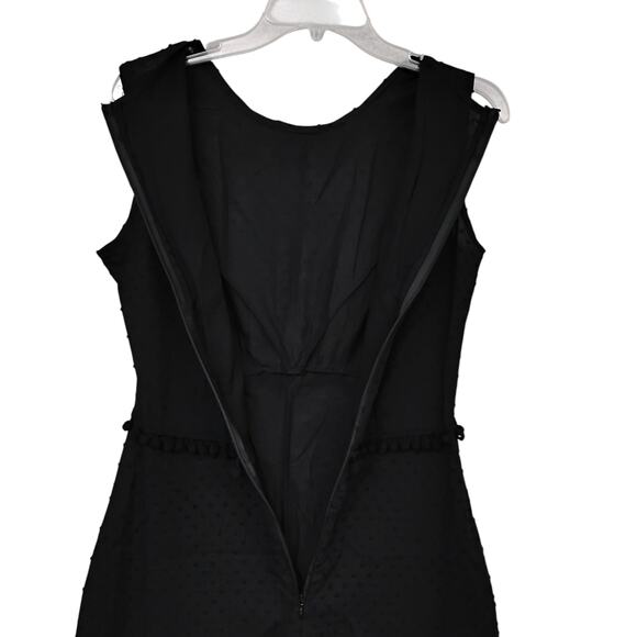 Handmade Swiss Dot Midi Dress Size M Black Sheath Cut Sleeveless Zipper on Back - Picture 9 of 11